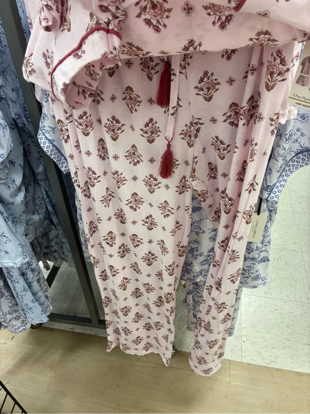 Laura Ashley Blush Pink Floral Cotton Pajama Set - Picture 2 of 3